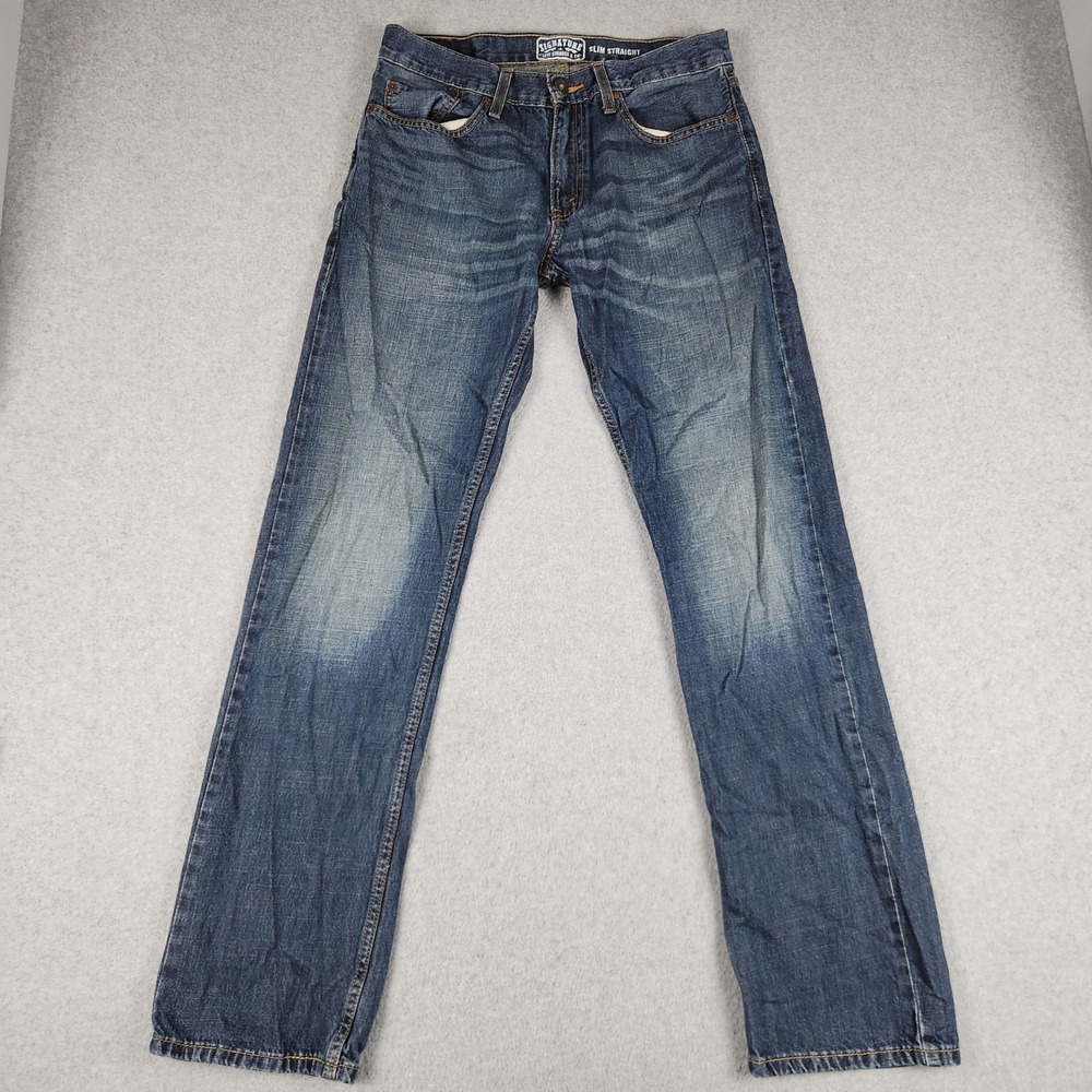 Signature by Levi Strauss & Co Jeans Mens 32x34 Blue Medium Wash Slim Straight